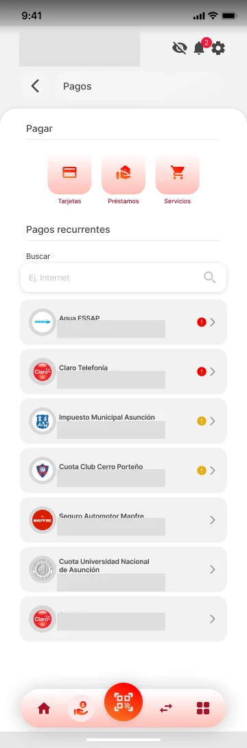 Solar Banco: Encontrar o serviço. Dados ocultados.